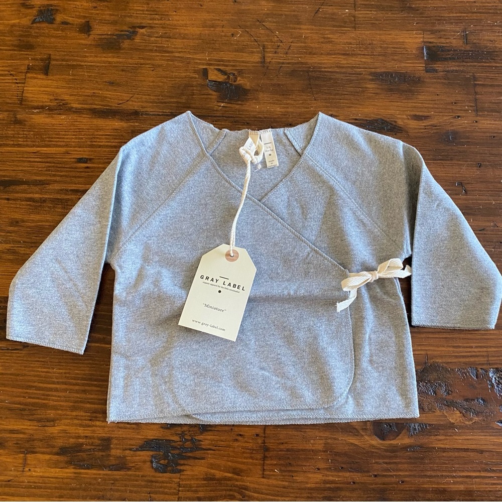 NWT‎ Gray Label Crossover Top Tie Enclosure In Grey Melange Size 3-6 Months
